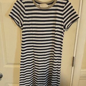 Michael Kors Navy and White Striped Short Sleeve Dress